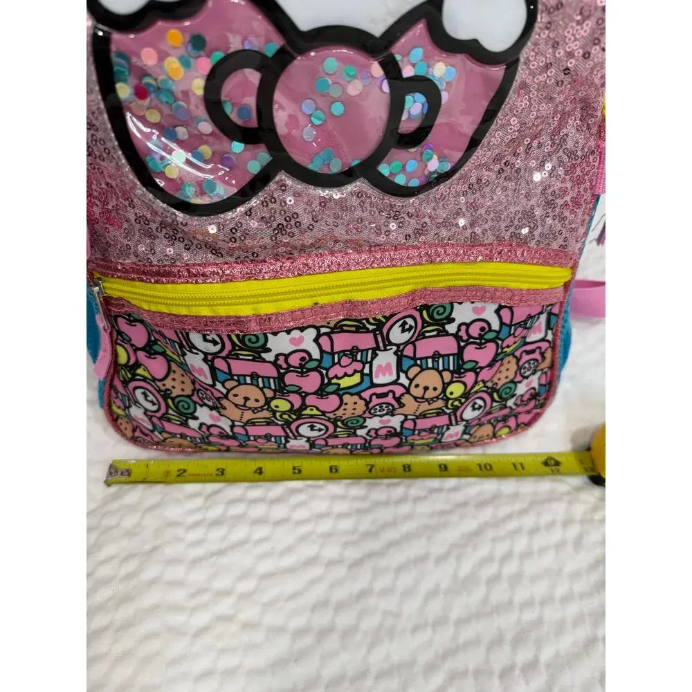 Hello Kitty Sanrio Glitter Confetti Backpack Pink School Bookbag Kids Travel Bag